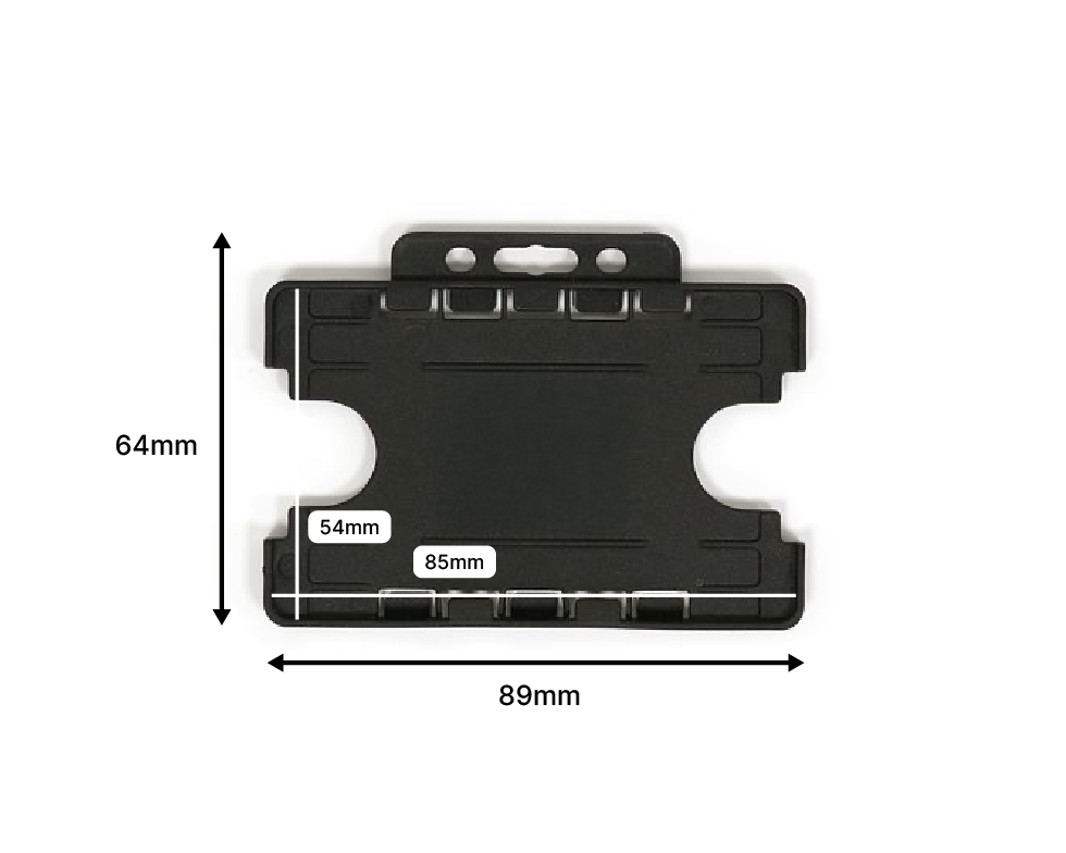 Black Dual Sided BioBadge Open Faced ID Card Holders - Landscape (Pack of 100) — dimensions 3