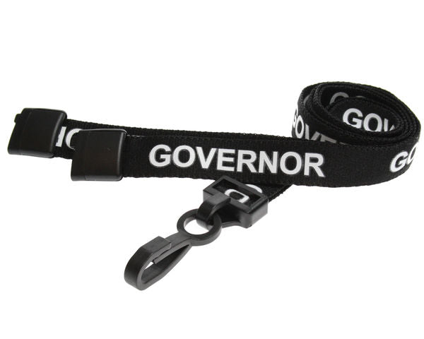 Black Governor Lanyards with Plastic J Clip (Pack of 100) — lanyard view