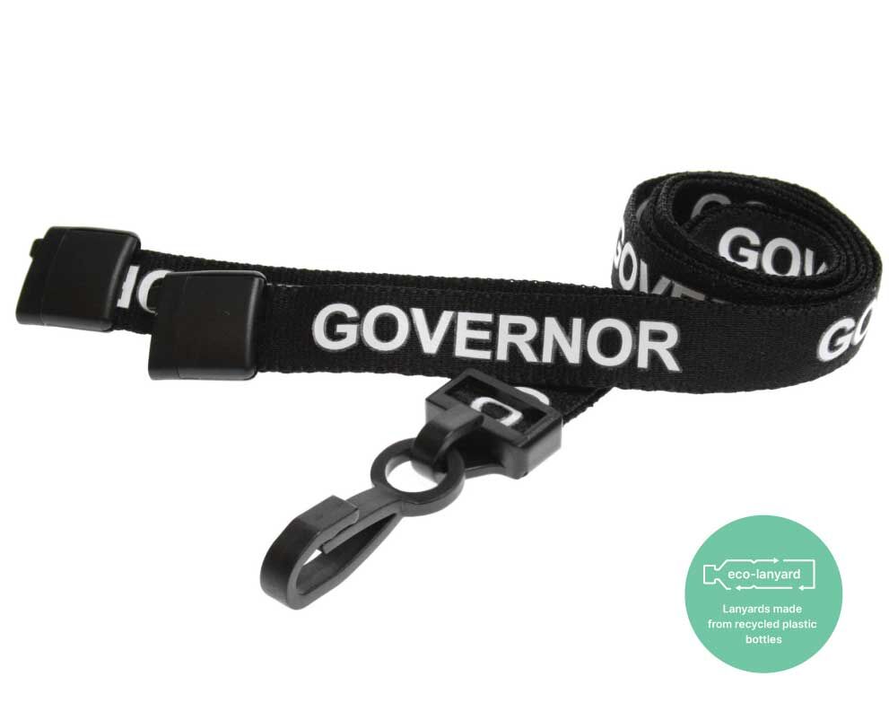 Black Governor Lanyards with Plastic J Clip (Pack of 100) — lanyard view