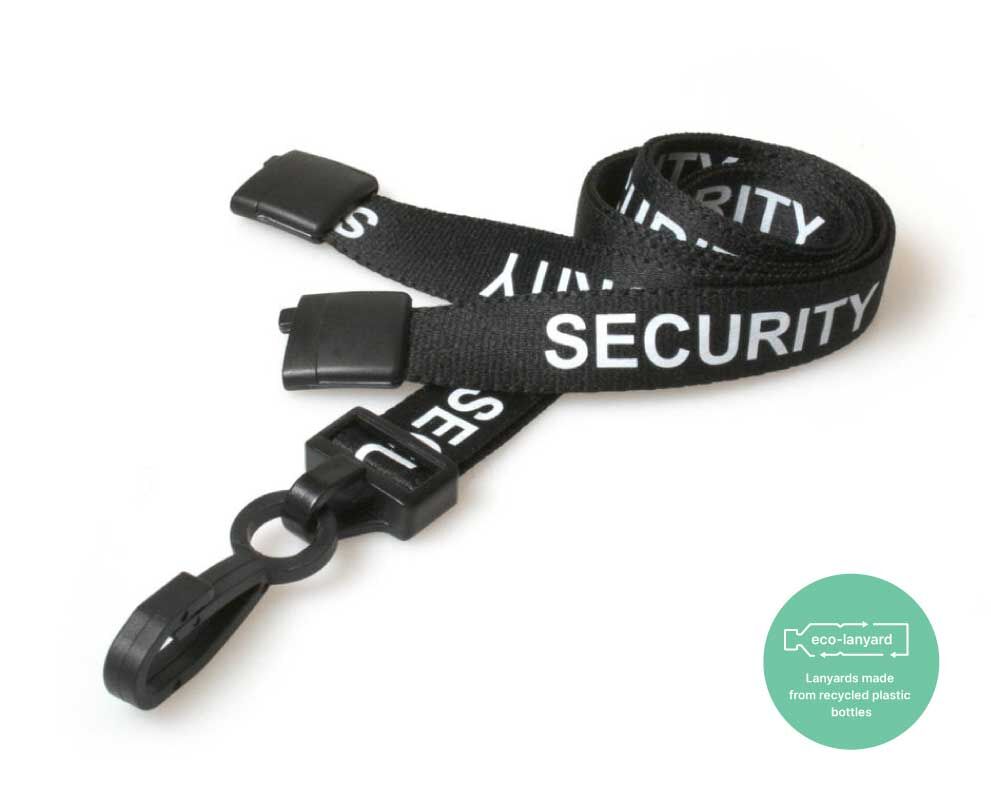 Black Security Lanyards with Plastic J Clip (Pack of 100) — lanyard view