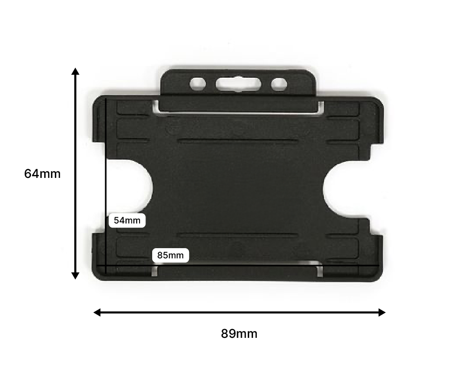 Black Single Sided BioBadge Open Faced ID Card Holders - Landscape (Pack of 100) — dimensions 2