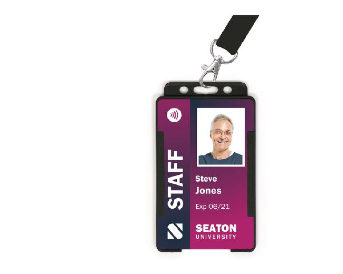 Black Single Sided BioBadge Open Faced ID Card Holders - Portrait (Pack of 100) — usage example 4