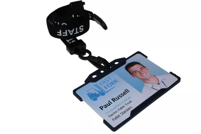 Black Staff Lanyards with White Text 15mm - Plastic Clip (Pack of 100) — lanyard view
