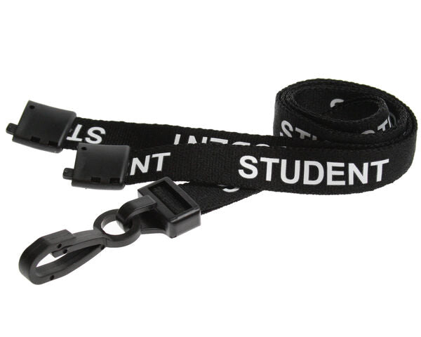 Black Student Lanyards with Plastic J Clip (Pack of 100) — lanyard view