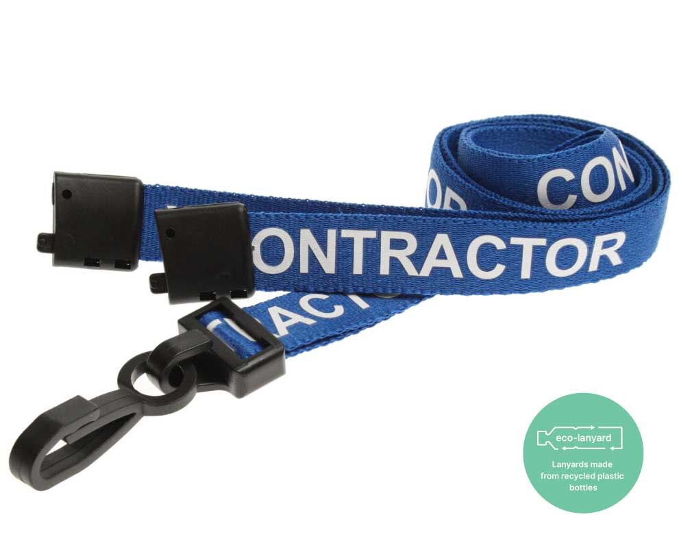 Blue Contractor Lanyards with Plastic J Clip (Pack of 100) — lanyard view