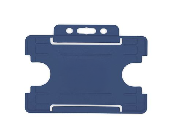 Dark Blue Single Sided BioBadge Open Faced ID Card Holders - Landscape (Pack of 100) — card holder view