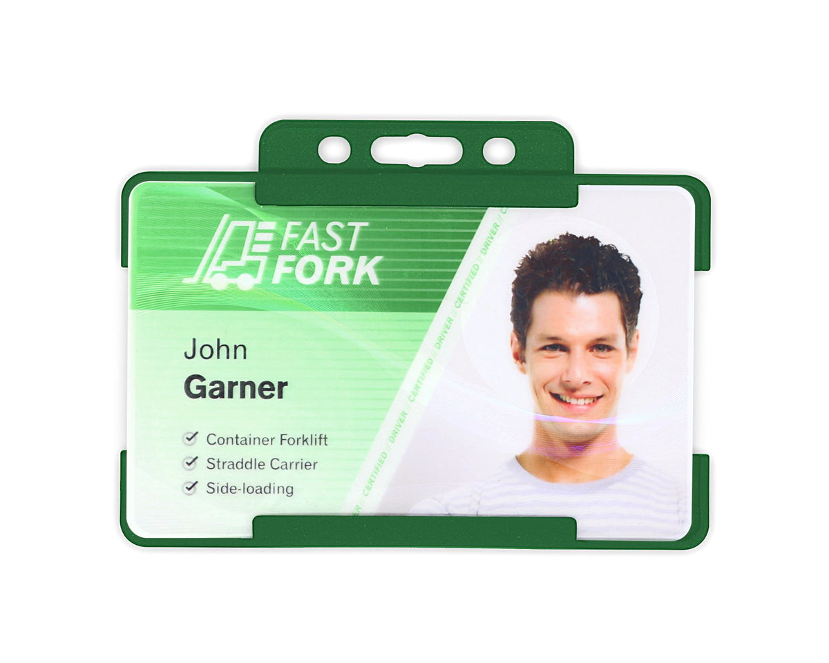 Dark Green Single Sided BioBadge Open Faced ID Card Holders - Landscape (Pack of 100) — additional product view 1