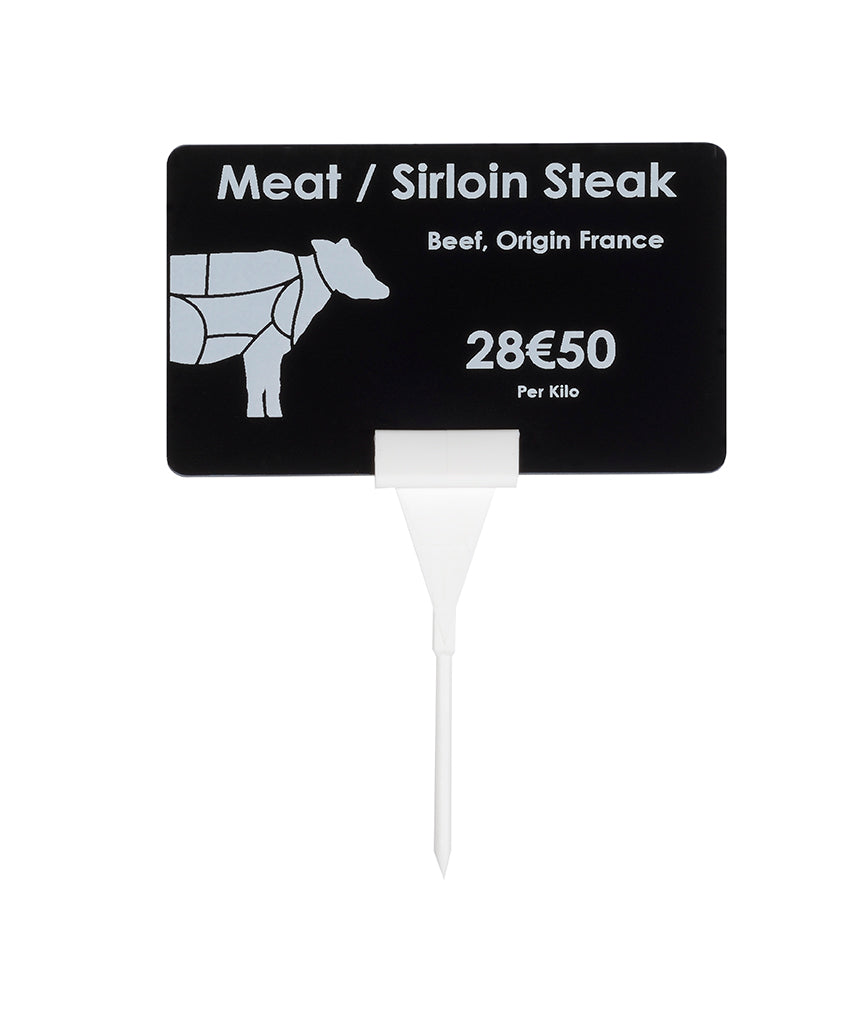 Edikio example labels and retail displays; display holders are separate accessories