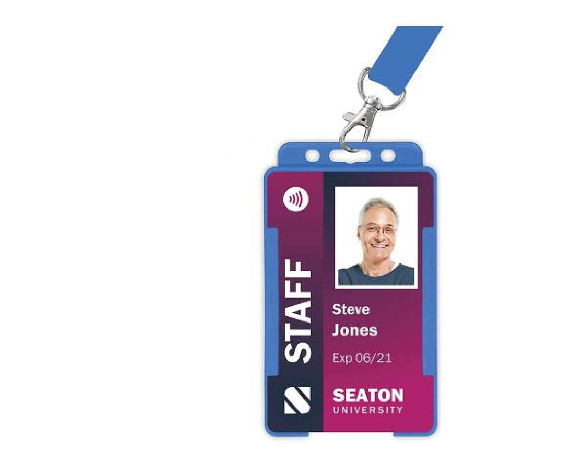 Light Blue Single-Sided BioBadge Open Faced ID Card Holders - Portrait (Pack of 100) — usage example 4
