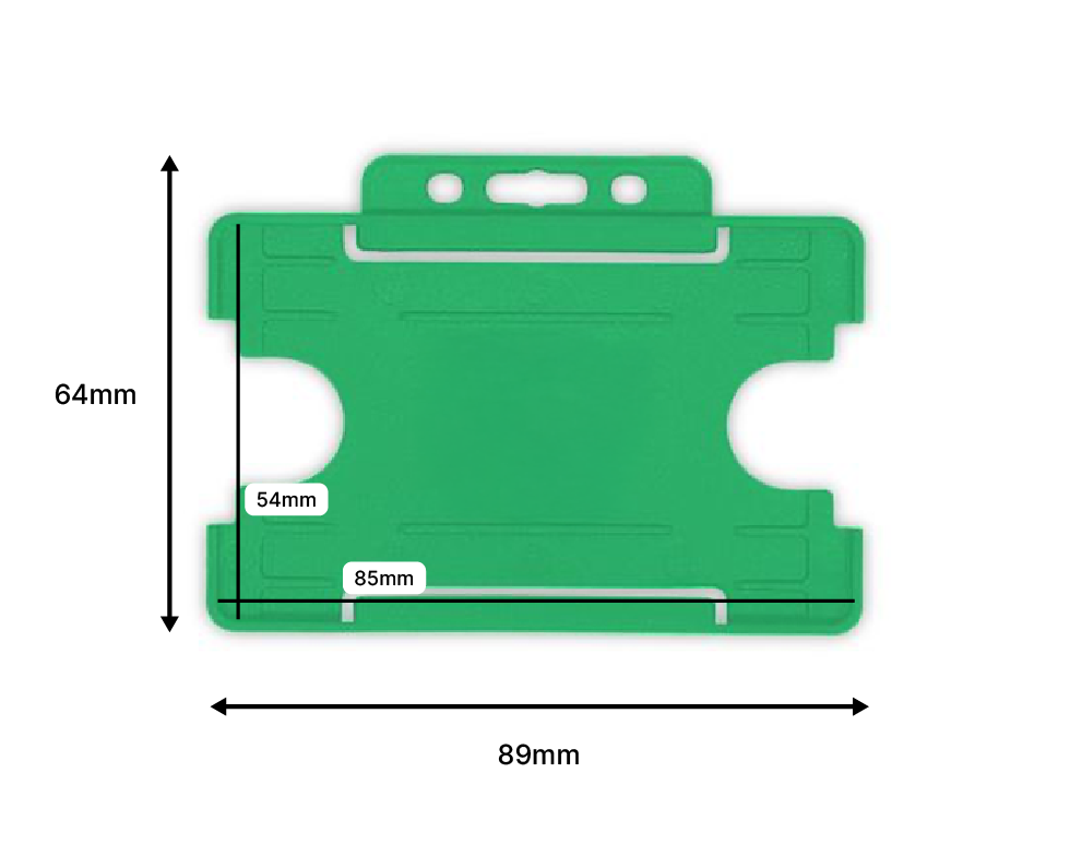 Light Green Single Sided BioBadge Open Faced ID Card Holders - Landscape (Pack of 100) — dimensions 2