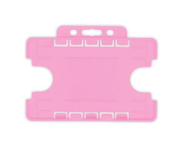 Pink Dual Sided BioBadge Open Faced ID Card Holders - Landscape (Pack of 100) — card holder view