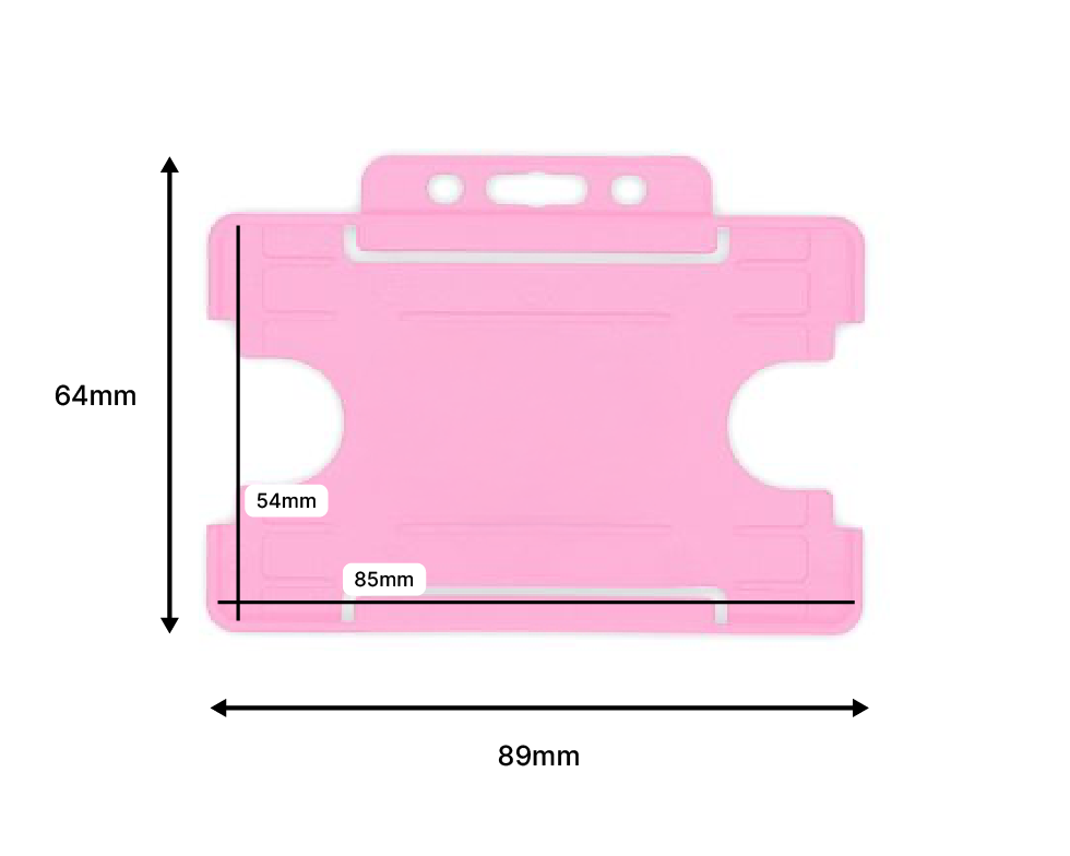 Pink Single Sided BioBadge Open Faced ID Card Holders - Landscape (Pack of 100) — dimensions 2