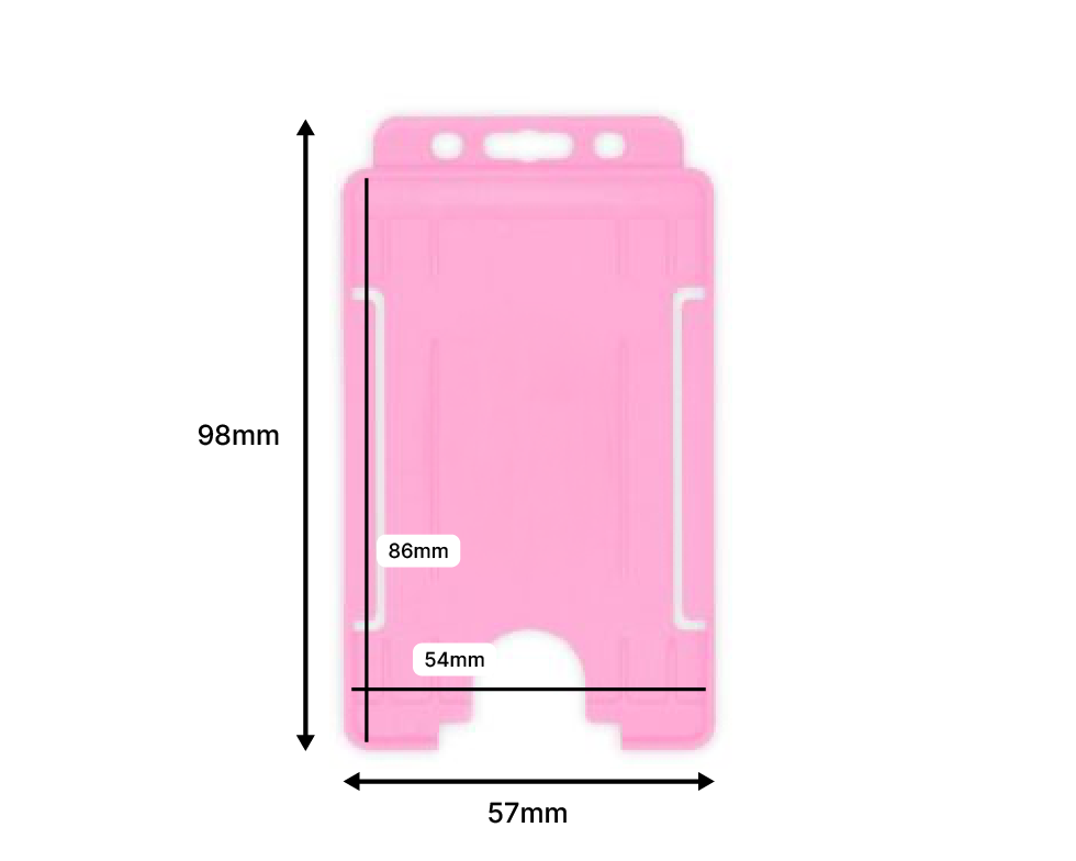 Pink Single-Sided BioBadge Open Faced ID Card Holders - Portrait (Pack of 100) — dimensions 2