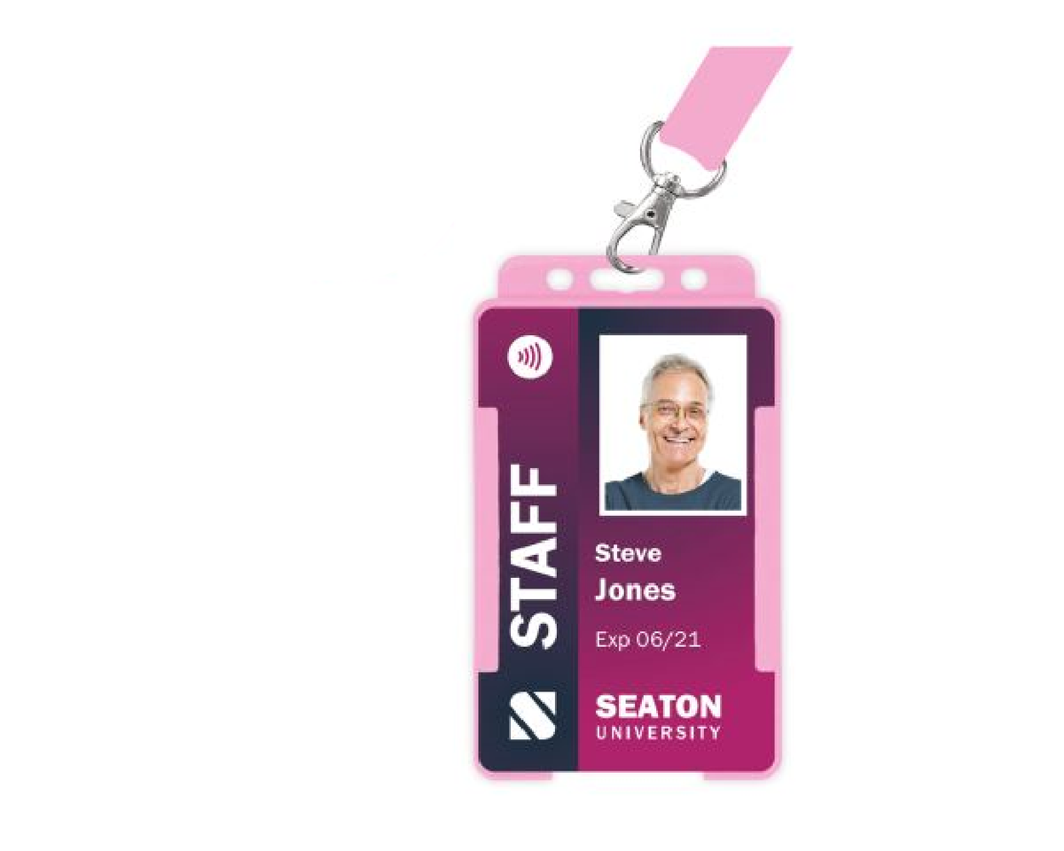 Pink Single-Sided BioBadge Open Faced ID Card Holders - Portrait (Pack of 100) — usage example 4