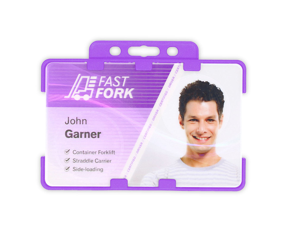 Purple Dual Sided BioBadge Open Faced ID Card Holders - Landscape (Pack of 100) — additional product view 1