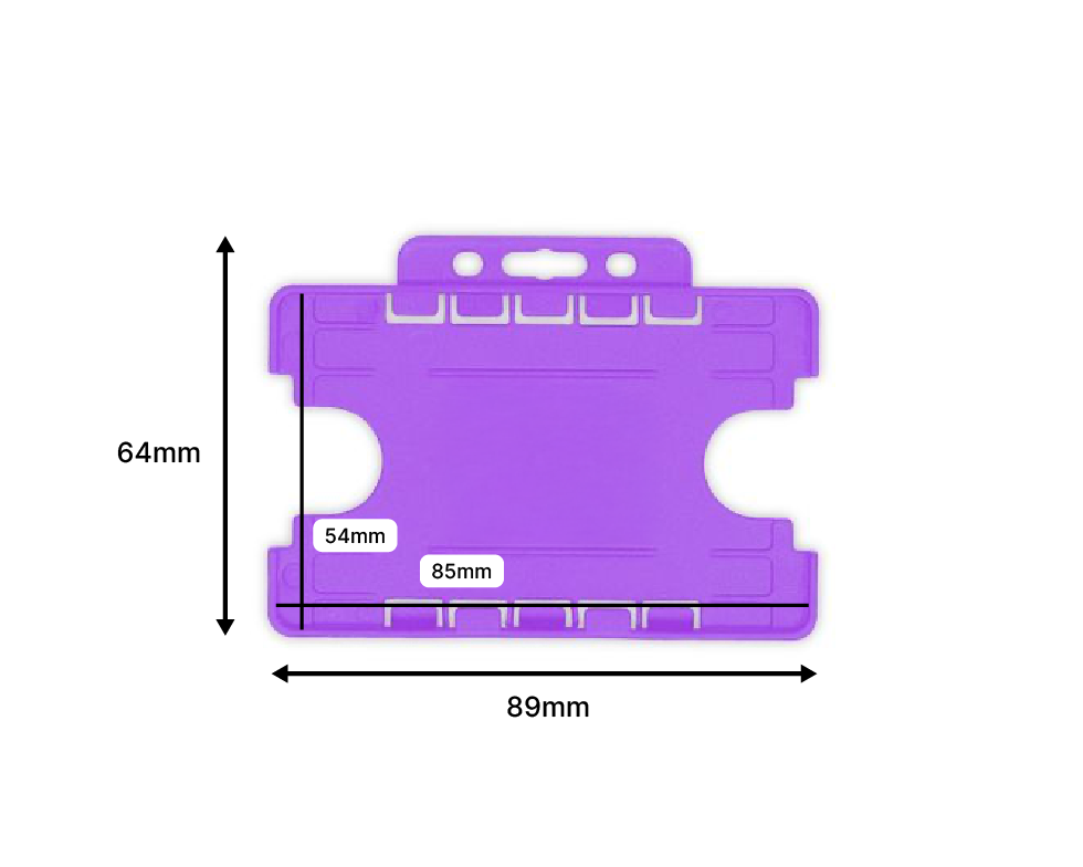 Purple Dual Sided BioBadge Open Faced ID Card Holders - Landscape (Pack of 100) — dimensions 2