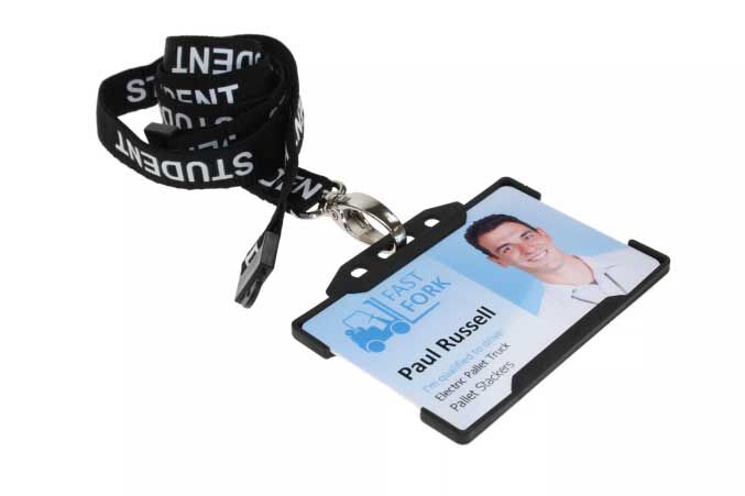Recycled Black Student Lanyards with Metal Lobster Clip (Pack of 100) — lanyard view