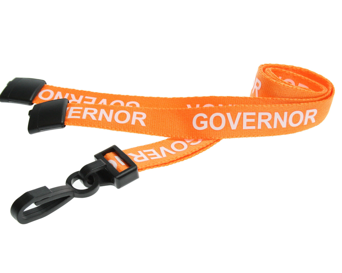 Recycled Orange Governor Lanyards with Plastic J Clip (Pack of 100) — lanyard view