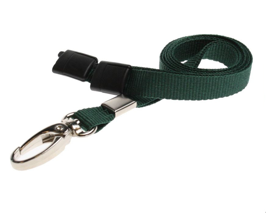 Recycled Plain Dark Green Lanyards With Metal Lobster Clip (Pack of 100) — lanyard view