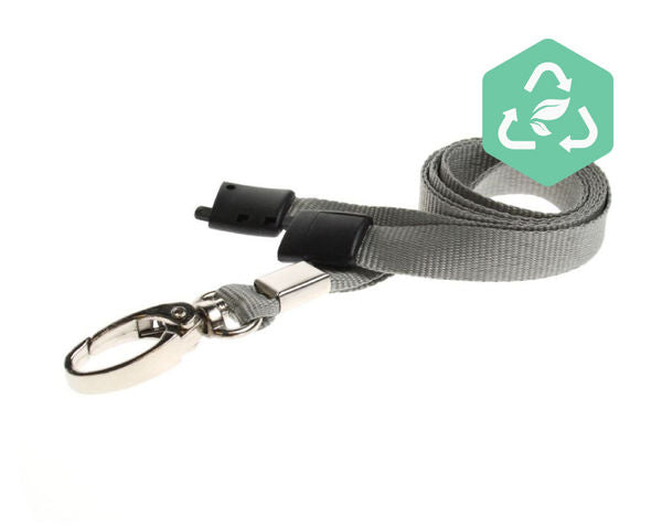 Recycled Plain Grey Lanyards With Metal Lobster Clip (Pack of 100) — lanyard view
