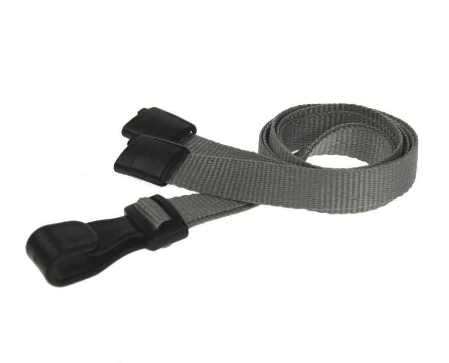 Recycled Plain Grey Lanyards with Plastic J Clip (Pack of 100) — lanyard view