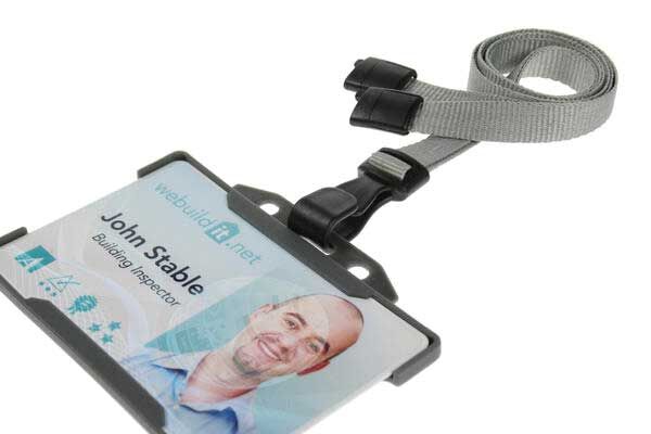 Recycled Plain Grey Lanyards with Plastic J Clip (Pack of 100) — lanyard view