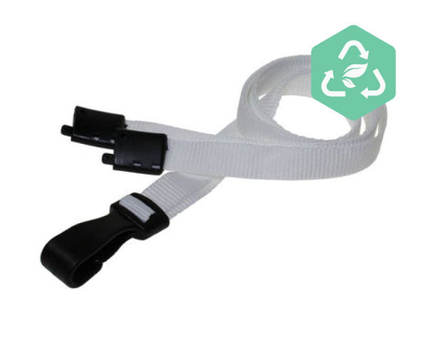 Recycled Plain White Lanyards with Plastic J Clip (Pack of 100) — lanyard view