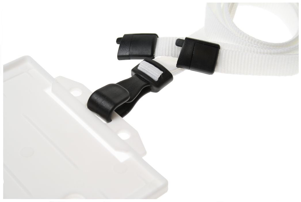 Recycled Plain White Lanyards with Plastic J Clip (Pack of 100) — lanyard view