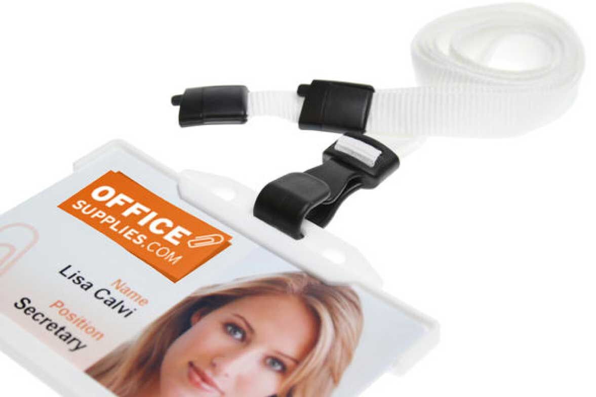 Recycled Plain White Lanyards with Plastic J Clip (Pack of 100) — lanyard view