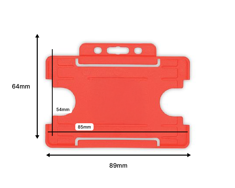 Red Single Sided BioBadge Open Faced ID Card Holders - Landscape (Pack of 100) — dimensions 2