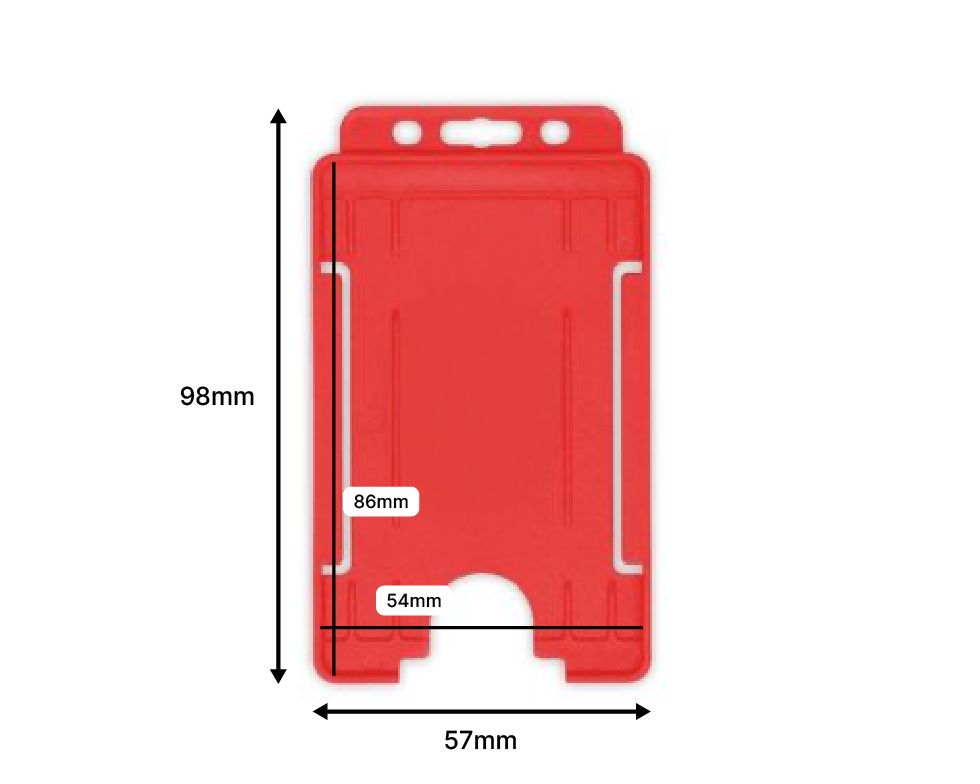 Red Single Sided BioBadge Open Faced ID Card Holders - Portrait (Pack of 100) — dimensions 2