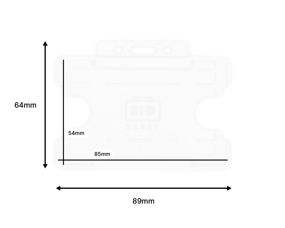 White Single Sided BioBadge Open Faced ID Card Holders - Landscape (Pack of 100) — dimensions 2