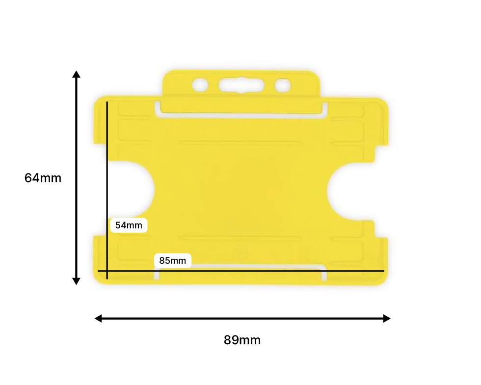 Yellow Single-Sided BioBadge Open Faced ID Card Holders - Landscape (Pack of 100) — dimensions 2