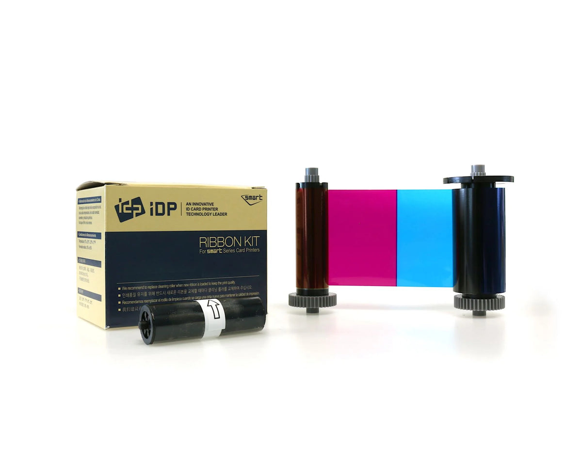 IDP SMART 653361 YMCKO colour ribbon with packaging, rated for 100 prints