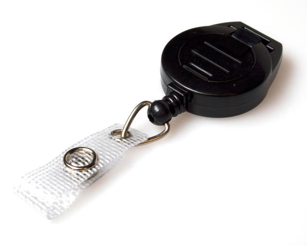 Black Attaching ID Badge Reels With Strap Clip (Pack of 50) — view 1