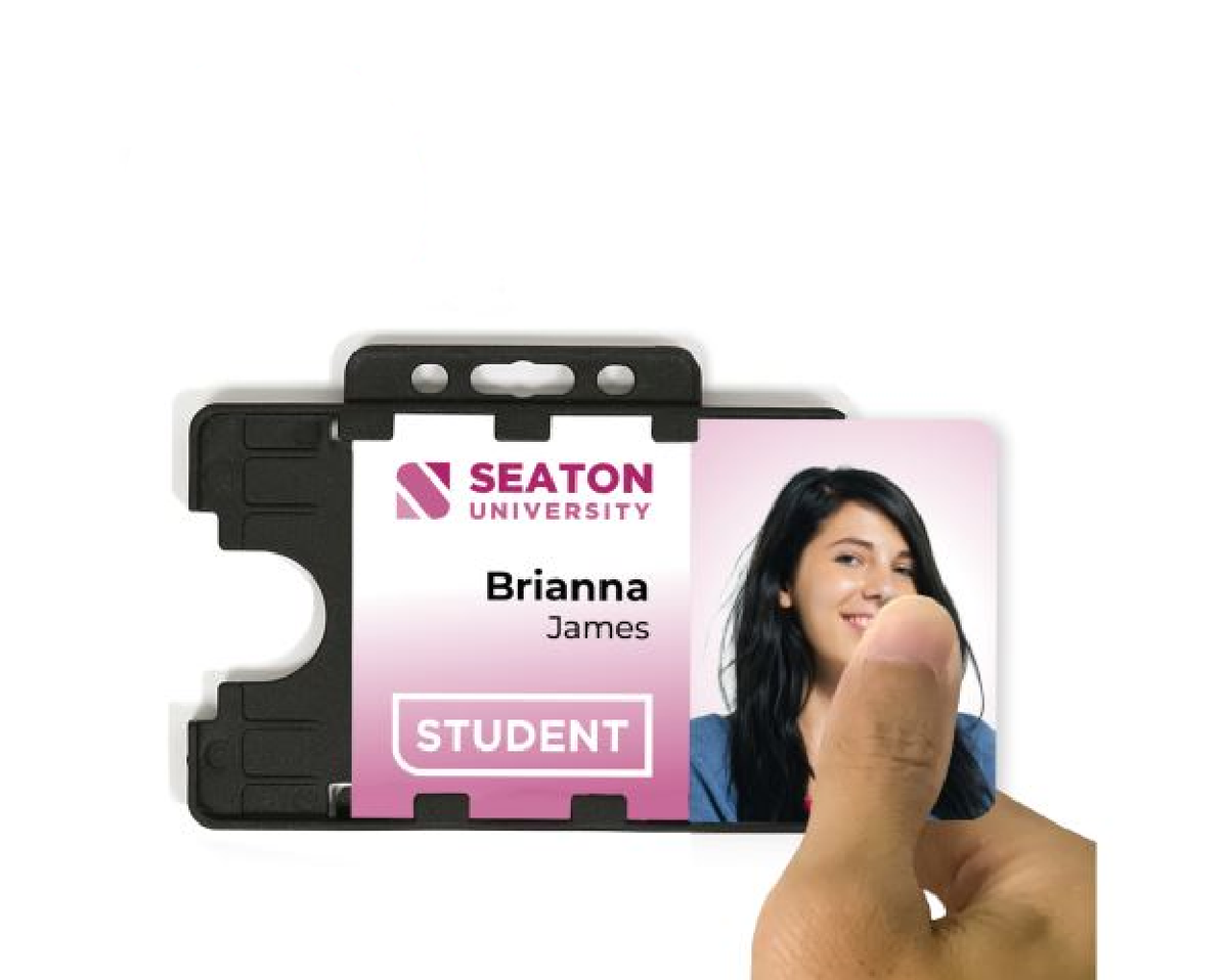 Black Dual Sided BioBadge Open Faced ID Card Holders - Landscape (Pack of 100) — usage example 4
