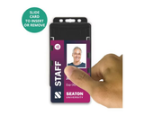 Black Dual Sided BioBadge Open Faced ID Card Holders - Portrait (Pack of 100) — usage example 3