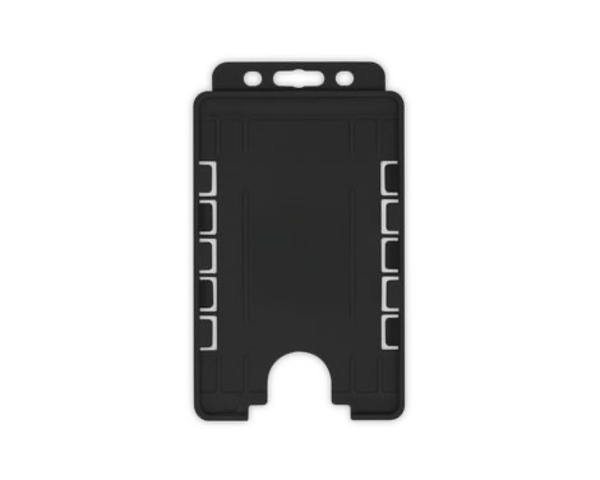Black Dual Sided BioBadge Open Faced ID Card Holders - Portrait (Pack of 100) — card holder view