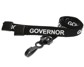 Black Governor Lanyards with Plastic J Clip (Pack of 100) — lanyard view