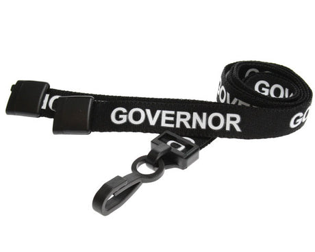 Black Governor Lanyards with Plastic J Clip (Pack of 100) — lanyard view