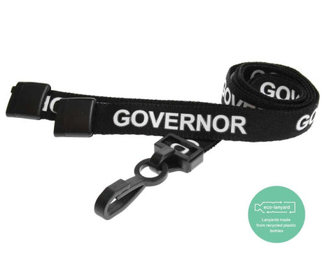 Black Governor Lanyards with Plastic J Clip (Pack of 100) — lanyard view