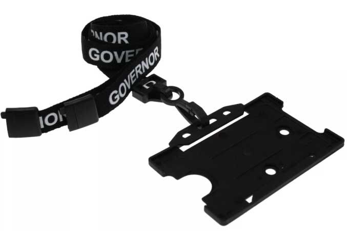 Black Governor Lanyards with Plastic J Clip (Pack of 100) — lanyard view