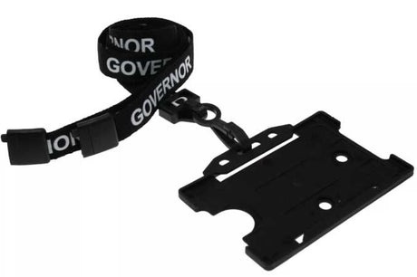 Black Governor Lanyards with Plastic J Clip (Pack of 100) — lanyard view