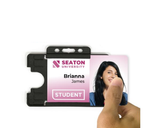 Black Single Sided BioBadge Open Faced ID Card Holders - Landscape (Pack of 100) — usage example 3