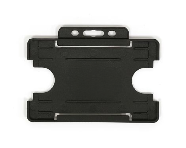 Black Single Sided BioBadge Open Faced ID Card Holders - Landscape (Pack of 100) — card holder view