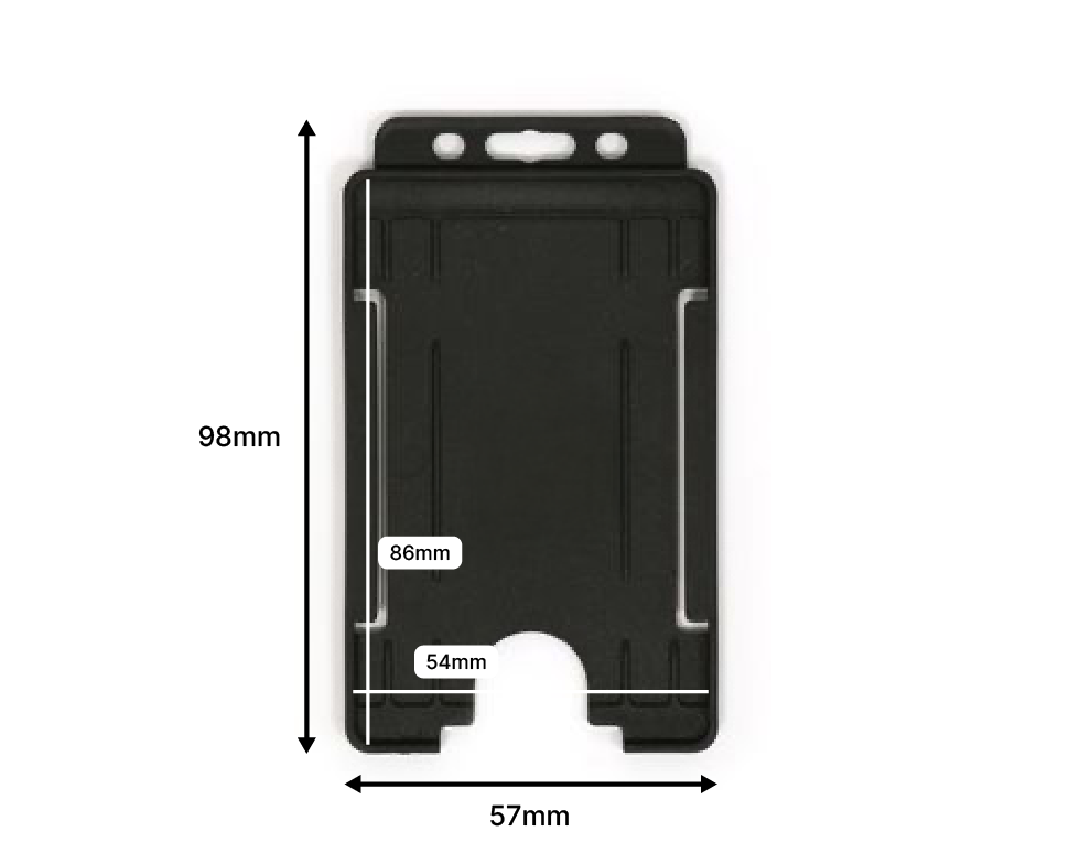 Black Single Sided BioBadge Open Faced ID Card Holders - Portrait (Pack of 100) — dimensions 2