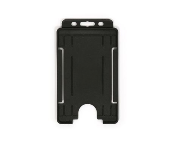 Black Single Sided BioBadge Open Faced ID Card Holders - Portrait (Pack of 100) — card holder view