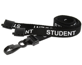 Black Student Lanyards with Plastic J Clip (Pack of 100) — lanyard view