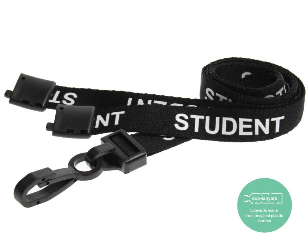 Black Student Lanyards with Plastic J Clip (Pack of 100) — lanyard view