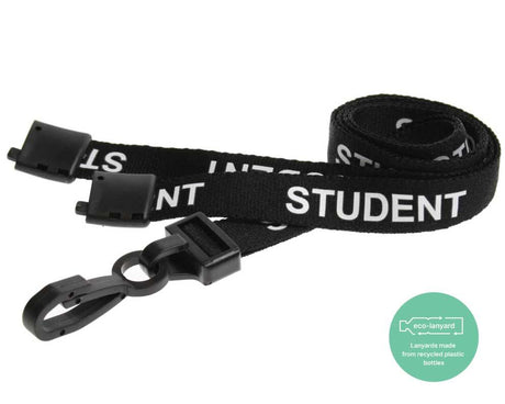 Black Student Lanyards with Plastic J Clip (Pack of 100) — lanyard view